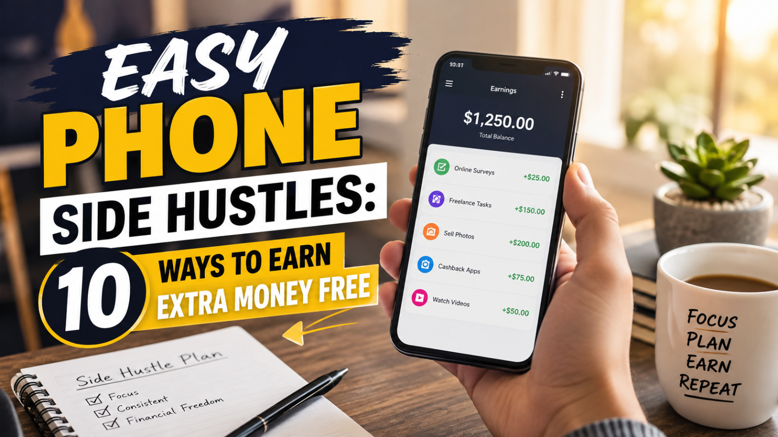 Easy Phone Side Hustles: 10 Ways to Earn Extra Money Free